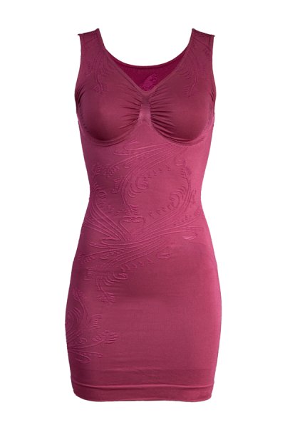 Medium Control Slipdress + Swirly 3D-Design 3XL Berry