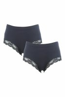 Komfort-Midi Hotpants + Spitzen-Beinausschnitt - 2er-Pack Schwarz S