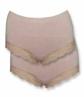 Komfort-Midi Hotpants + Spitzen-Beinausschnitt - 2er-Pack Schwarz S